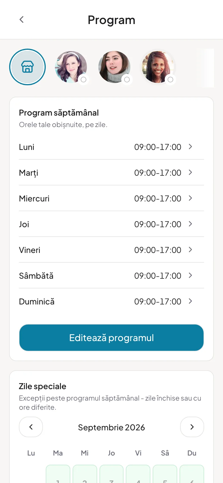 Programul săptămânal
